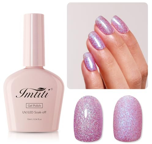 Imtiti Glitter Gel Nail Polish, Mermaid Iridescent Glitter Gel Polish Soak Off LED UV Shimmer Sparkle Nail Gel Polish DIY Nail Art Starter Manicure Salon Gel Nail Polish Kit for Women Girl 10ML