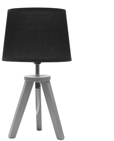ValueLights | Grey Wood Tripod Table Lamp with Linen Tapered Lampshade Living Room Bedside Light | Table Lamps, Home Décor & Improvement Essential