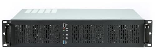 JUSTOP 2U 400 Rackmount Server Case 405mm Deep Micro ATX/Mini ITX Rack Chasis, 2x USB, 3x 80mm PWM Fans