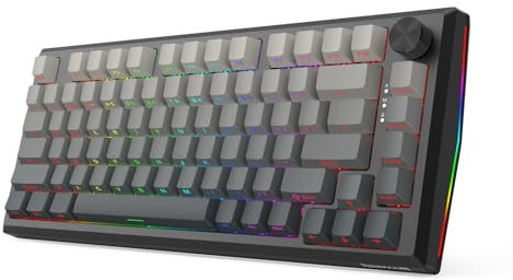 Redragon K687 Wireless CNC Gasket Gaming Keyboard, 81 Keys Mechanical Keyboard w/Premium CNC Aluminum Board, Easy-Control Knob, 5-Layer Noise Dampening, Custom Linear Switch, PBT Gradient Keycaps