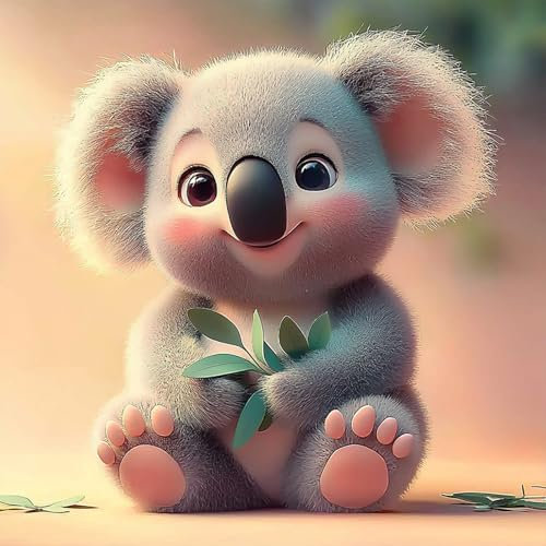 DOMROM Koala Diamond Painting, Rosa Diamond Painting Erwachsene Kinder Tier Diamond Painting Set, Diamant Malerei Kit Diamond Art Erwachsene für Home Wand Dekor 30x30cm