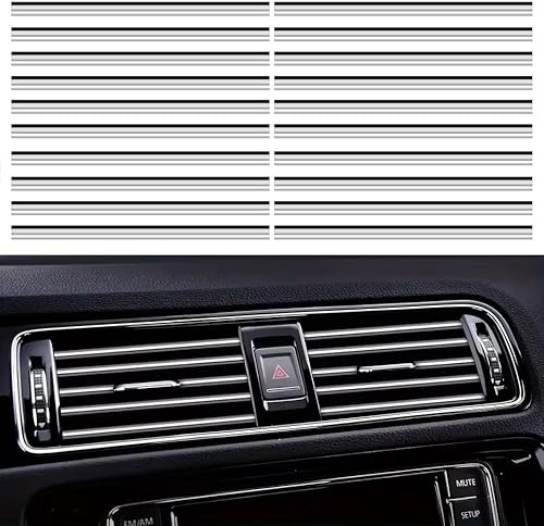 20 Stück Youzzei Auto Lüftungsschlitz Dekoration, PVC Streifen-Silber | 20cm DIY PVC Auto Deko Innenraum. Passt in die meisten Lüftungsschlitze. Kratzfest, flexibel, einfache Montage, Silber