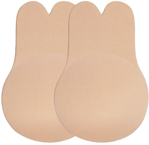 Dilara Lot de 2 soutiens-gorge adhésifs push-up avec adhésif doux appliqué à la main, dos nu et sans bretelles, soutien-gorge de lift-up invisible avec cache-tétons, réutilisable et doux pour la peau