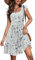 Zeagoo Sommerkleid Damen Elegant Rüschenärmel A-Linien Kleid Knielang Minikleid Hohe Taille Strandkleid Sommer Quadratischer Ausschnitt Boho Kleid Weiß Blumen S