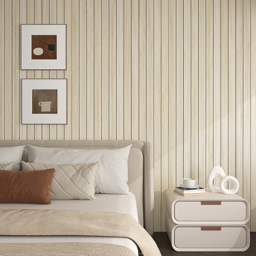 Livelynine Pannelli Decorativi per Pareti Camera da Letto Legno Chiaro 3D 60CMx3M Pannelli in Legno per Pareti Interne Noce Chiaro Pannello Decorativo Parete Soggiorno Ufficio Rivestimento Parete