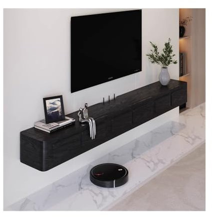 Mueble de TV Mueble for TV flotante de pared, consola de TV flotante de madera vintage con puerta abatible y cajones de almacenamiento, soporte for TV de pared estrecho que ahorra espacio Soportes de