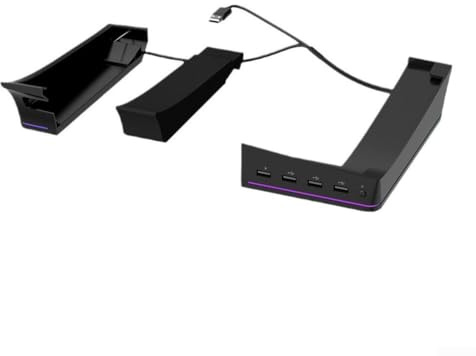 Advokingtap Ständer für PS5 Pro mit 14 LED-Modi und 4 USB-Hubs, horizontale Spielkonsolen-Aufbewahrungslösung für PS5 digitale und optische Laufwerk-Versionen, ABS-Konstruktion (schwarz)