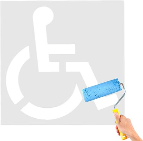 Stencil per disabili, 83,8 x 91,4 cm, stencil riutilizzabili in silicone per parcheggio, per disabili, per pittura, spessore 1 mm, pieghevole, flessibile, accessori per disabili, modello per disabili