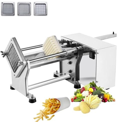 Electric French Fry Cutter,Automatic Potato Cutting Machine,Commercial French Fries Chips Maker with 3 Sizes of Replaceable Blades,Suitable Commercial/Household