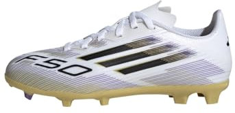 adidas Unisex Kids F50 League Kids FG/MG Fußballschuh Cloud White/Core Black/Gold Metallic 38