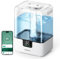 EZBASICS Smart Luftbefeuchter, 6L Top-Fill Luftbefeuchter Schlafzimmer, 360° Drehbare Düse Humidifier & Aroma Diffuser für Kinderzimmer Pflanzen, Programm & Sprachsteuerung, 1 Pack+7 Nachtlampen