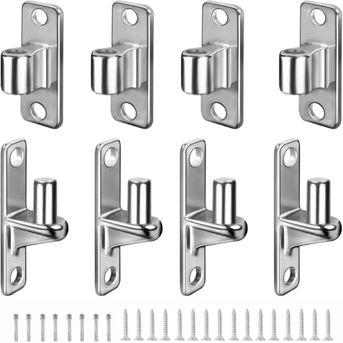Hanured® 4 paia Cerniere per cancelli in acciaio inox 304, Carichi Pesanti Cerniere Porta per cancelli agricoli, recinzioni in legno, Capacità a 270kg(Argento, con viti)