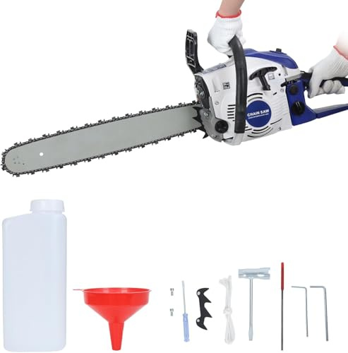 20 Inch Petrol Chainsaw, 58CC 2-Cycle Chainsaw Petrol Powered, Handheld Cordless Chainsaws for Tree Wood Cutting, 2200W