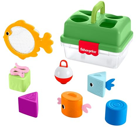 Fisher-Price Friendship Forest Boîte à Formes et Rangement | Activité de tri de formes, 6 blocs, filet de pêche ludique, bébés dès 6 mois, JLB85