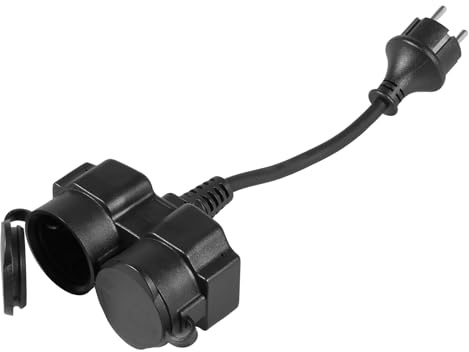 2 in 1 Verlängerungskabel Doppelstecker Außen mit Gummiabdeckung Wasserdicht IP44 Steckdosenverteiler Außen Outdoor Mehrfachsteckdose für Outdoor Garten Küche