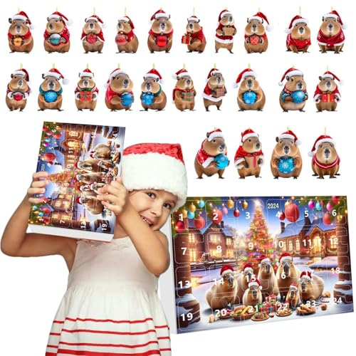 Advent Calendar 2025, 24 Days 2D Acrylic Hanging with Countdowns, Guinea Pig Calendars for Trees Windows Wall Door Cars Views Mirror Decors