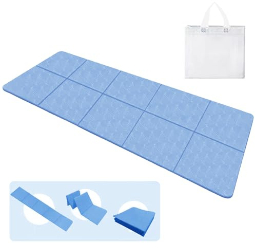 Gykutix Faltbare Yogamatte Reise Leicht 183 x61x0.4 cm Reiseyogamatte Leicht Faltbar Tragbare Yoga Matte Rutschfest Yoga Reisematte Gymnastikmatte Fitnessmatte mit Tragetasche für Reise
