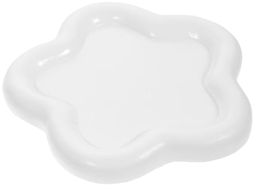 VICASKY Plateau Élégant et Décoratif Blanc en Résine Organisateur de Bijoux Forme Fleur Facile à Déplacer Commode pour Ranger Bagues, Colliers et Bracelets