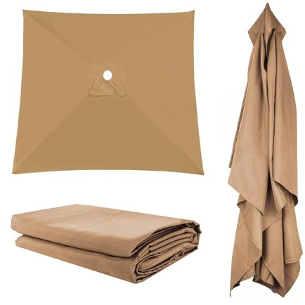 Toldo De Repuesto For Sombrilla Patio Al Aire Libre, Cubierta Tela For, Resistente A Los Rayos UV, Lavable, Cuadrado/Rectangular, For Mesa Mercado, Césped, Piscina Y Jardín(Khaki,2X2m)