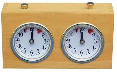 URPIZY Schachuhr Timer Mechanische Schachuhr für Wettkampf und Verschiedene Brettspiele, Holz- und Kunststoffbauweise, 15 x 9 x 5,5 cm, Farbe wie abgebildet
