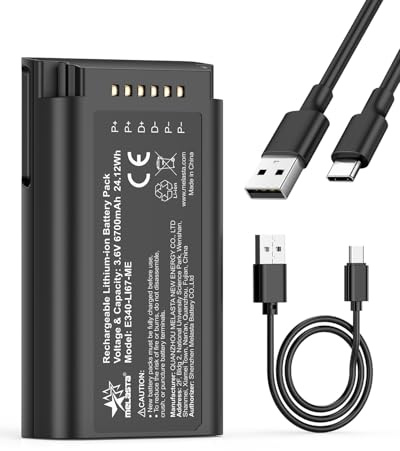 melasta 6700mAh Lithium-Ionen Akku für Video Doorbell Eufy E340, C31 | Schnellladung, Längere Lebensdauer Als Andere Akkus, mit Typ-C Kabel