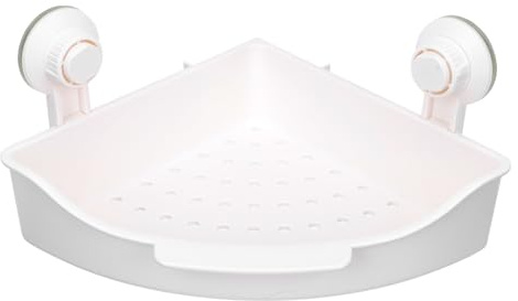 SHINEOFI Étagère de Rangement pour Salle de Bain Ventouse, Plastique Blanc, Étagère d'angle Imperméable, Support Mural sans Perçage pour Salle de Bain et Hôtel