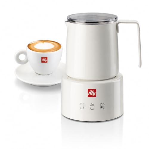 Illy Milk Frother | Montalatte Elettrico Automatico 500ml, Acciaio Inox Bianco o Nero | Cappuccinatore per Cappuccino Perfetto