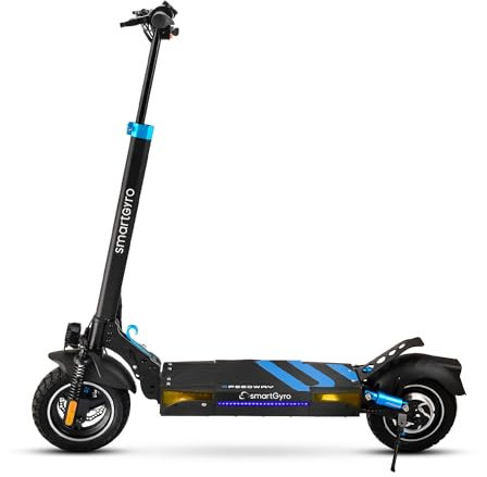 smartGyro Speedway - Patinete Eléctrico de 48V, 800W Pot. Máxima, Batería 13Ah, Autonomía 50 Km, Ruedas de 10 inches Dual Grip, Suspensiones, Triple Frenada, Certificado DGT, Segunda Generación