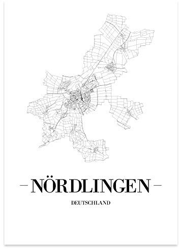 JUNIWORDS Stadtposter - Wähle Deine Stadt - Nördlingen - 60 x 90 cm Poster - Schrift A - Weiß