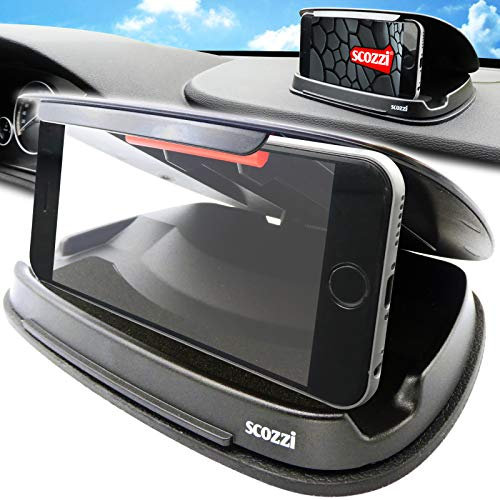 scozzi Soporte Móvil Coche Salpicadero Curvo Automóvil Teléfono Universal por ej. Compatible con Samsung S23 S22 S21 S20 A54 A53 para iPhone 15 14 13 12 11 XR FE Plus Ultra Mini Lite Pro