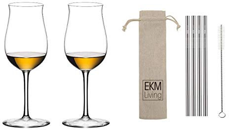 RIEDEL 4400/71, 2er Set Sommeliers Cognac V.S.O.P. 1/Dose + Gratis 4er Set EKM Living Edelstahl Trinkhalme