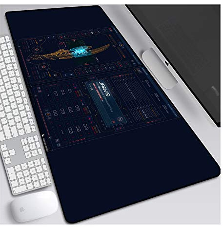 ITBT Iron Man 900x400mm Tapis de Souris XXL Multifonction Gaming Mousepad XXL Grand sous Main, Anime Souris 3mm Bureau Anti-Glissant Surface Texturée pour Ordinateur, H