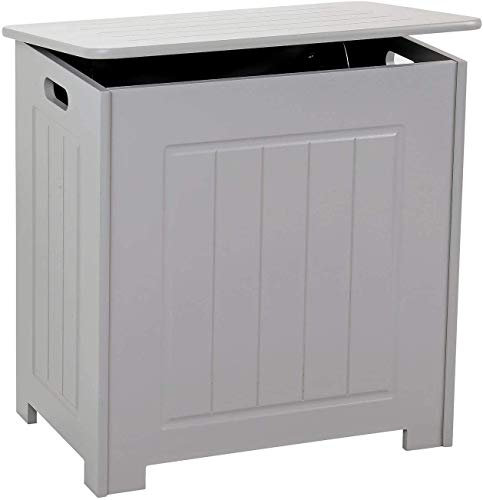 Greenfields Wooden Bathroom Laundry Cabinet Chest Basket Storage Laundry Bin (Grey)