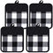4 Pièces Maniques de Casseroles à Carreaux avec Poche Maniques en Coton Poche de Gants en Tissu à Carreaux Maniques Noir et Blanc pour Cuisine
