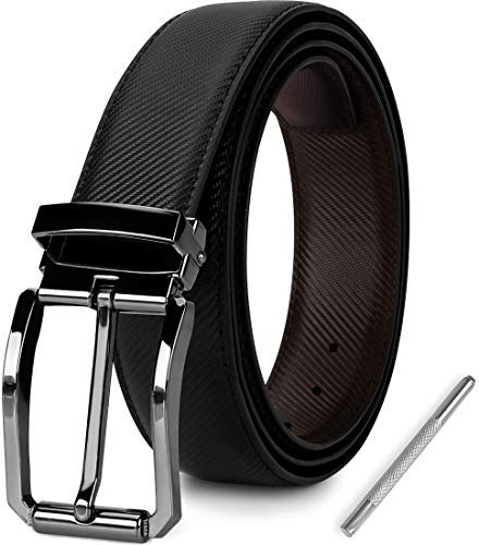 NEWHEY Gürtel Herren Jeans Verstellbare Taille Herren Ledergürtel Anti-Kratzer-Schnalle 30mm breit 135cm mit Geschenkbox
