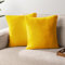 PAVILIA Dekorative Kissenbezüge, 2er-Set, 50 x 50 cm, Senfgelb | quadratischer Kissenbezug für Sofa, Couch, Bett, Schlafzimmer, Wohnzimmer | Fleece-Samt, Plüsch, Reißverschluss, Euro-Kissenbezug