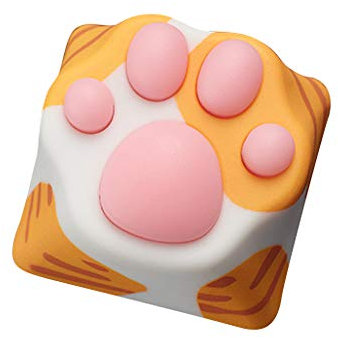 wwkeycaps Special Edition Gaming Keycaps Cherry MX keycaps Machinery Keyboard keycaps Cat's paw Shape is Suitable Mechanical Keyboard (Orange/Pink)