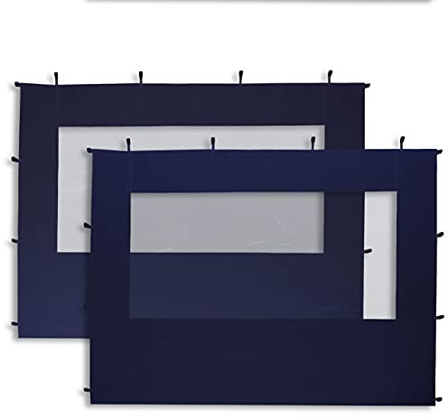 2 Seitenteile Seitenwände Seitenplanen Ersatzwände mit Panorama Fenster Falt Pavillon Faltpavillon Zelt dunkelblau