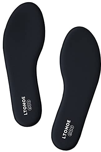 Memory Foam Insoles for Men and Women, Cushioned Inner Soles for Running, Trainers, Work Boots and Walking Shoes, Shock Absorbing Foot Pain Relief Comfort 8mm Black 8 UK