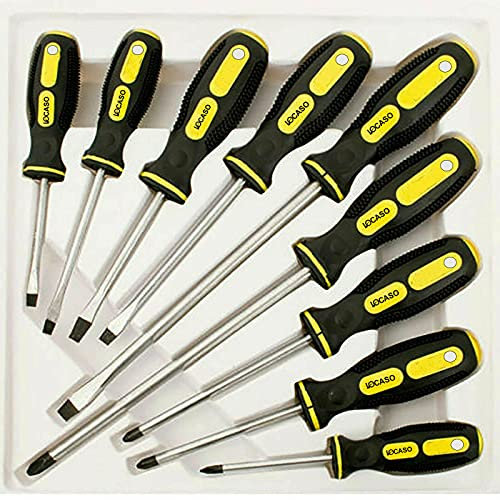 UK-TECH 9pcs Magnetic Screwdriver Tool Set – Ideal Garage Storage for Vehicle – Comfortable Non-Skid Handle – Heavy Duty Hand Tool Kit