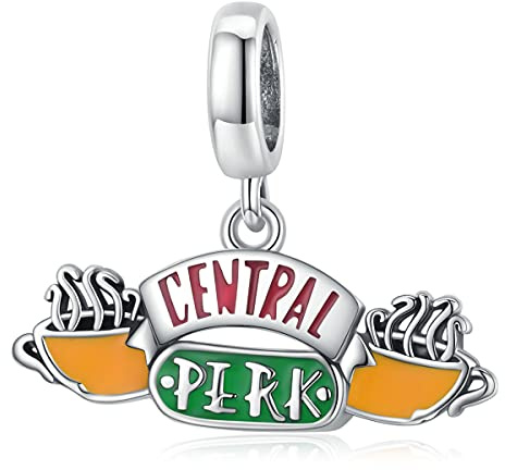 NewL Charm-Anhänger aus 925er Sterlingsilber, Motiv: Friends Central, Joghurtflasche, Charm, Coffee Shop, Forever Love, Perle für Armband, Armreif, Sterling-Silber