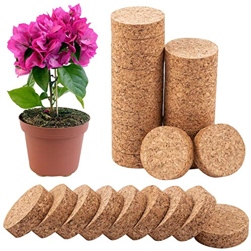 60Pcs Invisible Pot Feet with Non-Slip Surface- Sturdy Cork Plant Riser Pot Feet for Outdoor Planter Drainage, Solid Corkwood Planter Lifter, 2 Dia