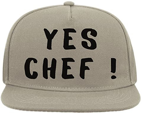 ATPRINTS Yes Chef Funny Kitchen Cooking Meme 5 Panel Snapback Flat Visor Cap Hat Baseballmütze Grau