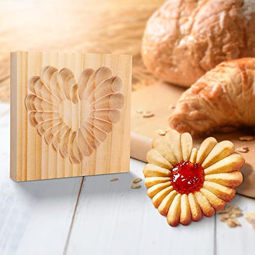 Wooden Heart-Shaped Cookie Press Mold - Non-Stick Gingerbread Muffin & Green Bean Cake Mold
