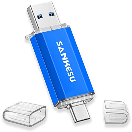 SANKESU 512GB USB Stick 3.0 USB C Flash-Laufwerke USB-A & Typ-C OTG Speicherstick, Dual Memory Sticks für PC/Tablet/Laptop/Typ C Handy(Blau)