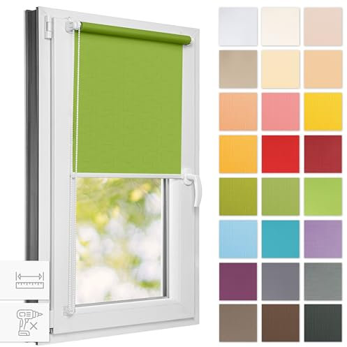 Estika Store Enrouleur sans percage - Green de Printemps 2-140 x 120 cm - Bloque 50-60% de la Lumière, Stores intérieurs pour Porte ou Fenetre