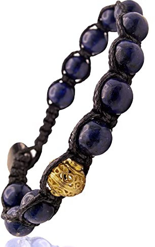 Samsara - Bracciale Tibetano Buddista Shamballa | Lapislazzuli Energetico | Filo Regolabile Portafortuna | Amuleto Protettivo | Taglia Unica, Nero, Cotone