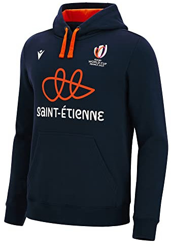 Macron Sweatshirt mit Kapuze für Erwachsene, Saint Etienne Rugby World Cup 2023, offizielles Lizenzprodukt, blau, XX-Large