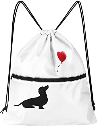 COEQINE Kinder-Tasche mit Kordelzug und Reißverschluss, Reisetasche, Sporttasche, Kapazität, Süßer Hund, Weiß, One size