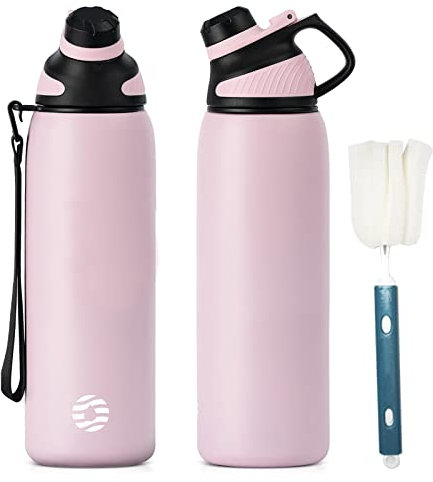 Fjbottle Stainless Steel Water Bottle 600ml/800ml/1L/1.5L with Magnetic Lid, BPA Free Insulated Water Bottle, Sports Metal Water Bottle Hot&Cold Drinks Vacuum Flask Leak-Proof for Gym, Work, Travel